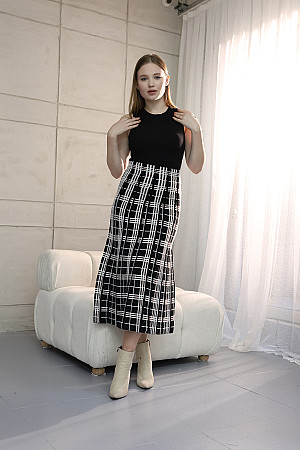 Plaid Patterned Long Skirt