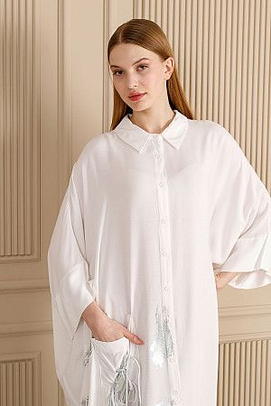 Shirt Collar Pocket Detailed Dress