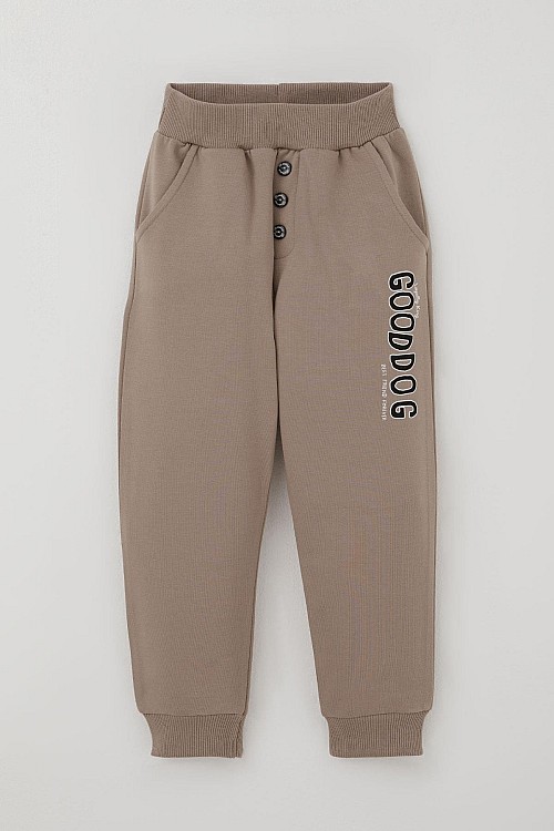 Erkek Bebek Eşofman Takım Sevimli Köpekçikler Desenli Bej (9 Ay-3 Yaş)