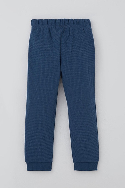 Erkek Bebek Eşofman Takımı Sevimli Köpekçik Nakışlı İndigo (9 Ay-3 Yaş)