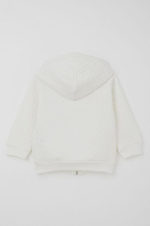 Erkek Bebek Eşofman Takımı Sevimli Zürafa Baskılı Kapitone Desenli Ekru (6 Ay-1.5 Yaş)