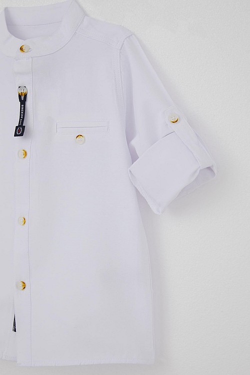 Erkek Bebek Gömlek Düğmeli Armalı Beyaz (9 Ay-3 Yaş)