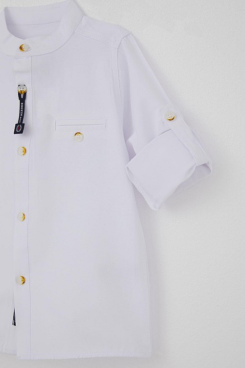 Erkek Bebek Gömlek Düğmeli Armalı Beyaz (9 Ay-3 Yaş)