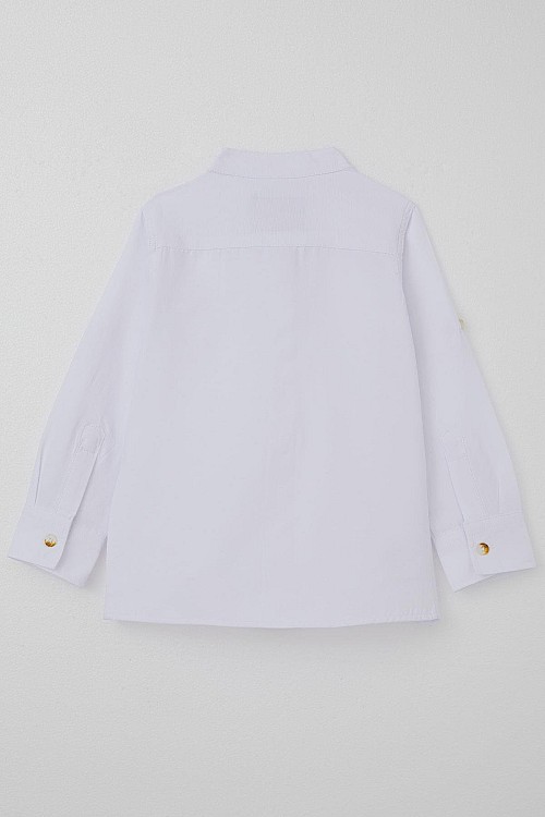 Erkek Bebek Gömlek Düğmeli Armalı Beyaz (9 Ay-3 Yaş)