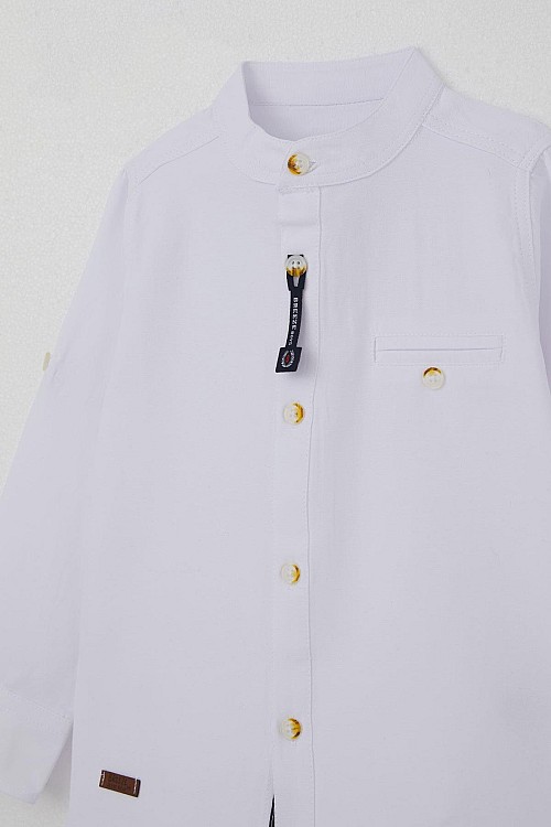 Erkek Bebek Gömlek Düğmeli Armalı Beyaz (9 Ay-3 Yaş)