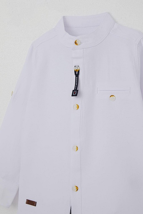Erkek Bebek Gömlek Düğmeli Armalı Beyaz (9 Ay-3 Yaş)