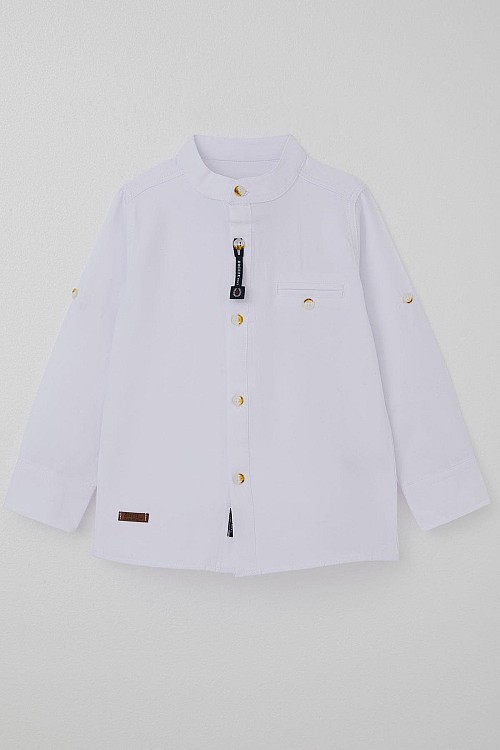 Erkek Bebek Gömlek Düğmeli Armalı Beyaz (9 Ay-3 Yaş)