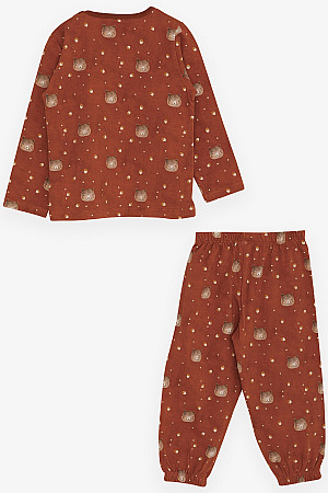 Erkek Bebek Pijama Takımı Ayıcık Desenli Kahverengi (9 Ay-3 Yaş)
