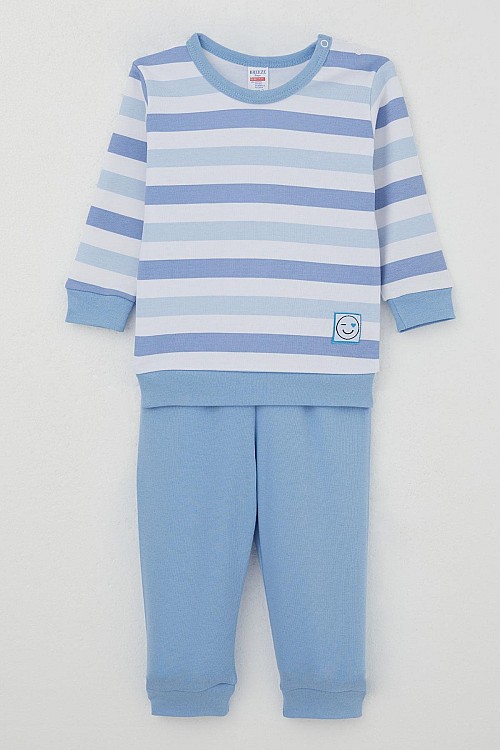 Erkek Bebek Pijama Takımı Omuzdan Patlı Sevgi Temalı Emoji Armalı Karışık Renk (4 Ay-1 Yaş)