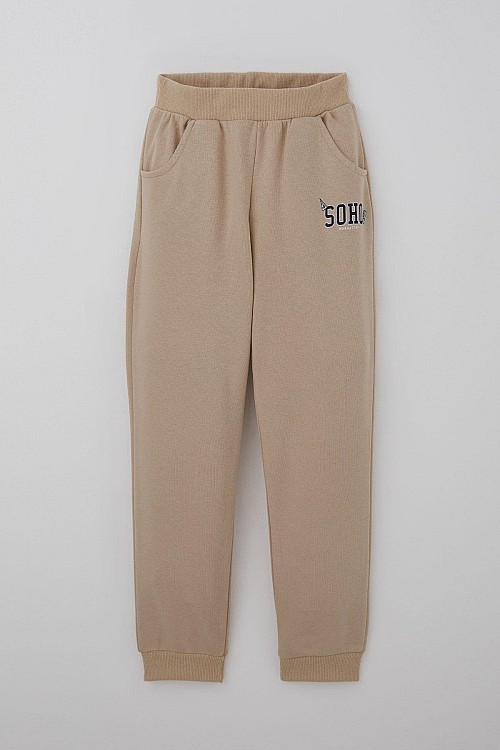 Erkek Çocuk Eşofman Takımı Yazı Pantolonu Cepli Bej (4-8 Yaş)