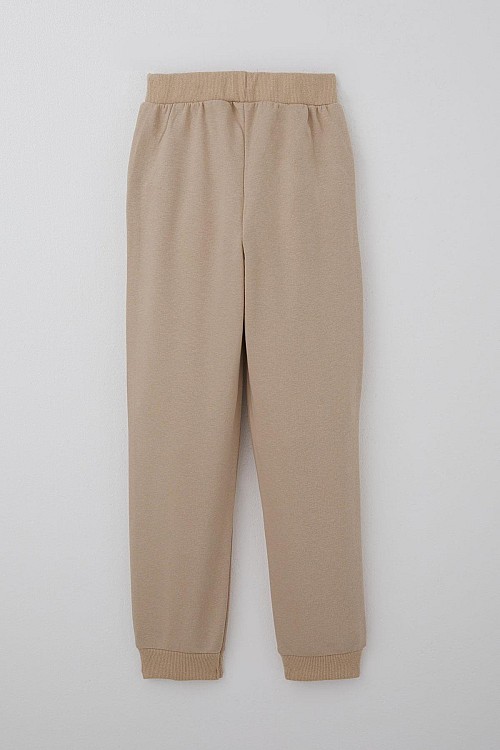 Erkek Çocuk Eşofman Takımı Yazı Pantolonu Cepli Bej (4-8 Yaş)