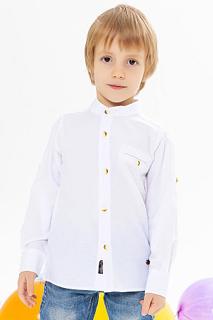 Erkek Çocuk Gömlek Armalı Düğmeli Beyaz (8-12 Yaş)