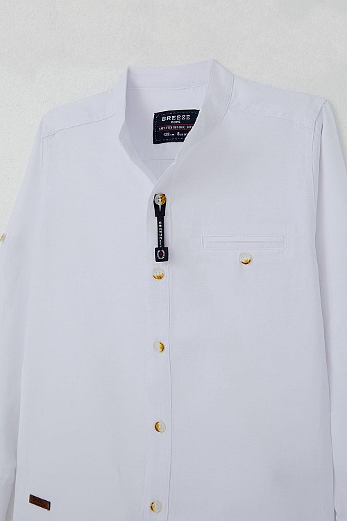 Erkek Çocuk Gömlek Armalı Düğmeli Beyaz (8-12 Yaş)