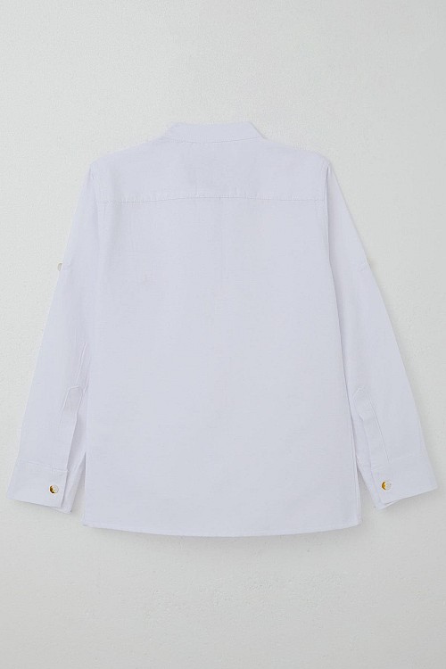 Erkek Çocuk Gömlek Armalı Düğmeli Beyaz (8-12 Yaş)