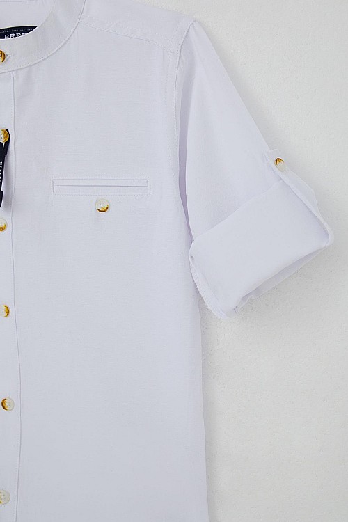 Erkek Çocuk Gömlek Armalı Düğmeli Beyaz (8-12 Yaş)