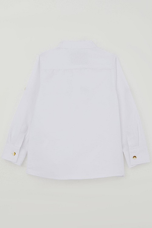 Erkek Çocuk Gömlek Armalı Düğmeli Beyaz (3-7 Yaş)