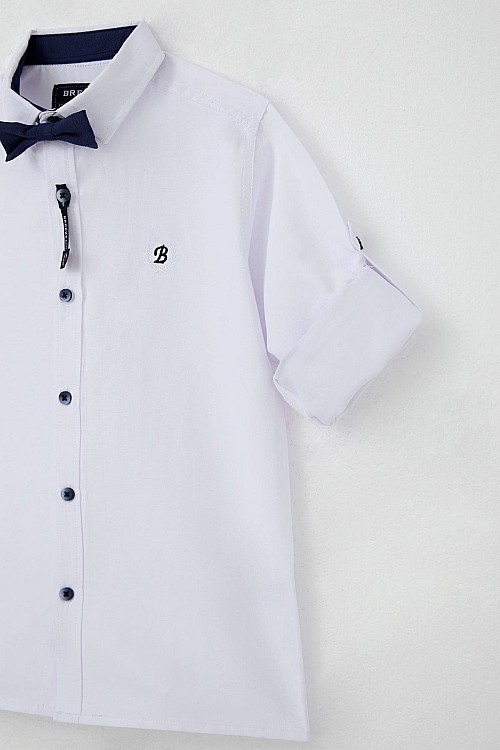 Erkek Çocuk Gömlek Papyonlu Beyaz (8-12 Yaş)