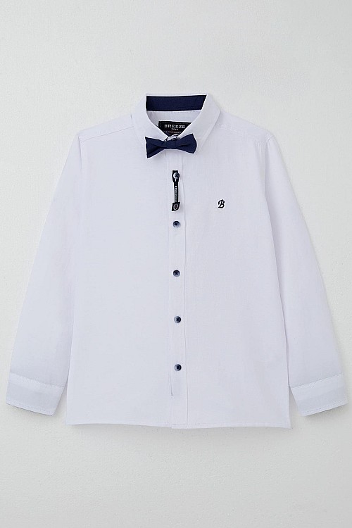 Erkek Çocuk Gömlek Papyonlu Beyaz (8-12 Yaş)