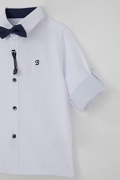 Erkek Çocuk Gömlek Papyonlu Beyaz (3-7 Yaş)