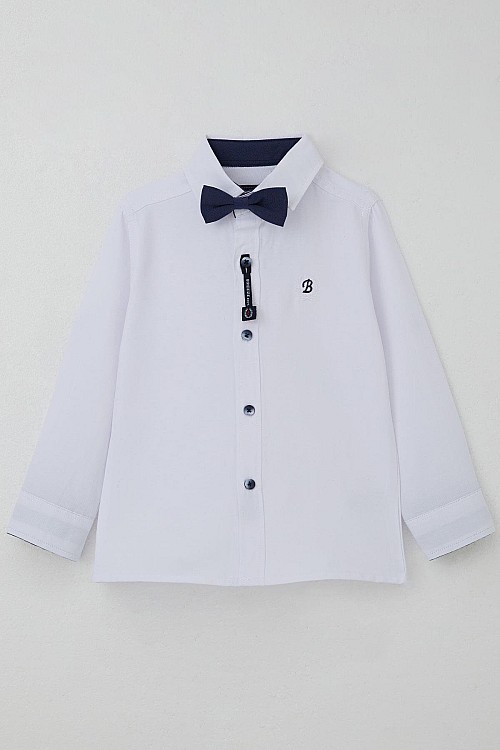 Erkek Çocuk Gömlek Papyonlu Beyaz (3-7 Yaş)