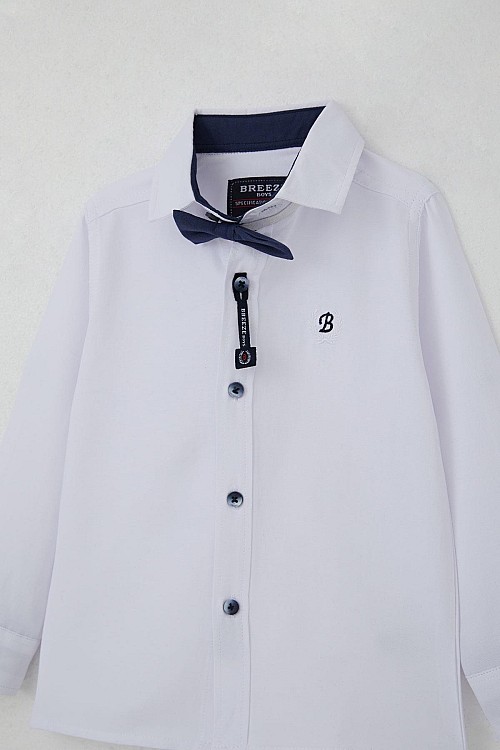 Erkek Çocuk Gömlek Papyonlu Beyaz (3-7 Yaş)