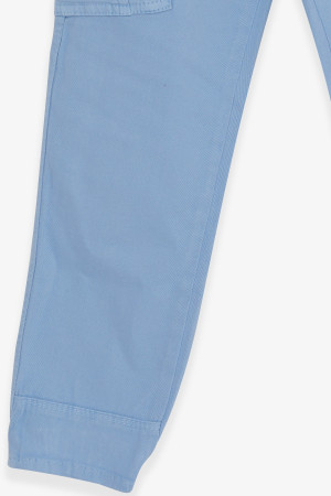 Erkek Çocuk Kot Pantolon Beli Lastikli Cepli Açık Mavi (8-14 Yaş)