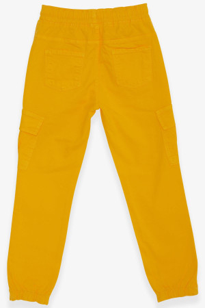 Erkek Çocuk Kot Pantolon Beli Lastikli Cepli Sarı (8-14 Yaş)