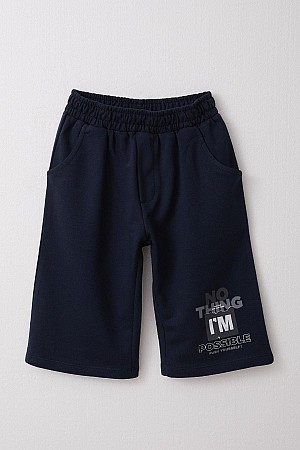 Boy Shorts Set Spray Paint Patterned Text Printed Light Gray Melange (5-10 Years Old)