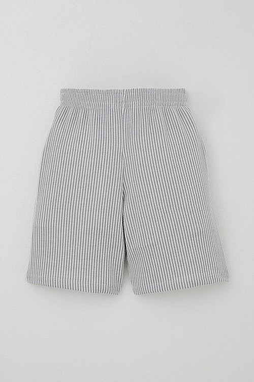 Erkek Çocuk Şortlu Takım Sıfır Kollu Yazı Baskılı Bağcık Aksesuarlı Beyaz (8-14 Yaş)