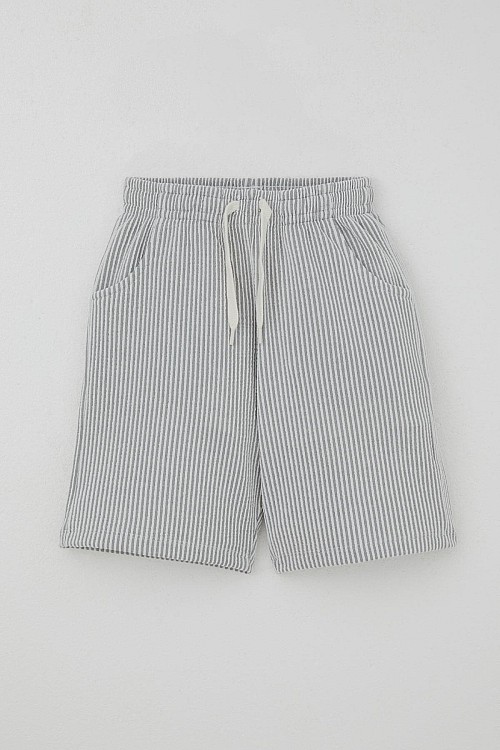 Erkek Çocuk Şortlu Takım Sıfır Kollu Yazı Baskılı Bağcık Aksesuarlı Beyaz (8-14 Yaş)