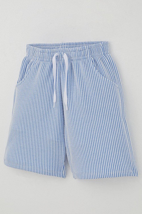 Erkek Çocuk Şortlu Takım Sıfır Kollu Yazı Baskılı Bağcık Aksesuarlı Beyaz (8-14 Yaş)