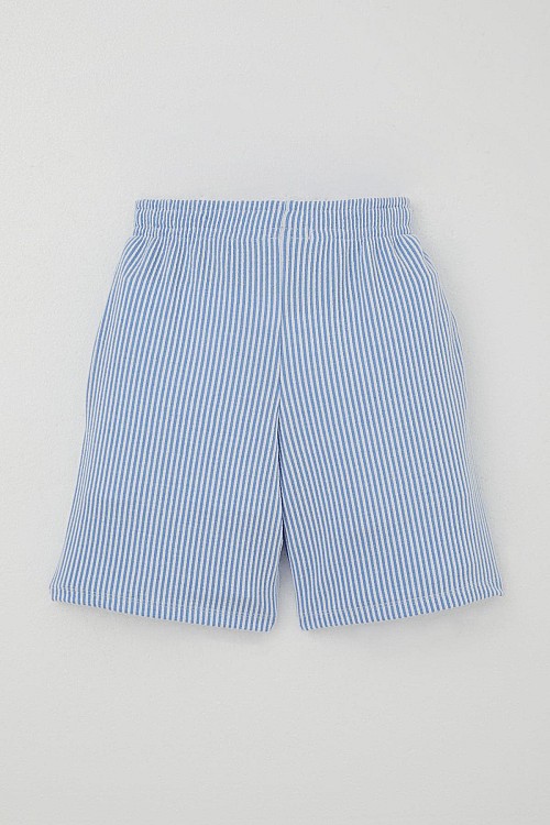 Erkek Çocuk Şortlu Takım Sıfır Kollu Yazı Baskılı Bağcık Aksesuarlı Beyaz (8-14 Yaş)