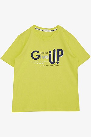 Boy T-Shirt Never Give Up Design Printed Yellow (9-16 Years)