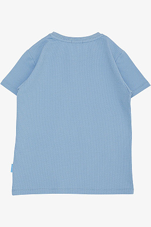 Erkek Çocuk Tişört Bal Peteği Desenli Açık Mavi (4-8 Yaş)
