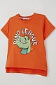 Erkek Çocuk Tişört Lig Yıldızı Dinozor Baskılı Turuncu (2-6 Yaş)