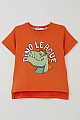 Erkek Çocuk Tişört Lig Yıldızı Dinozor Baskılı Turuncu (2-6 Yaş)