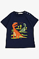 Erkek Çocuk Tişört Orman Temalı Komik Dinozorlar Baskılı Lacivert (2-6 Yaş)
