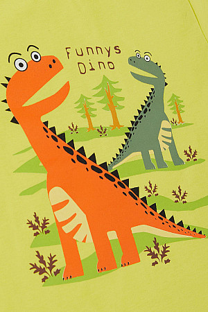 Erkek Çocuk Tişört Orman Temalı Komik Dinozorlar Baskılı Sarı (2-6 Yaş)