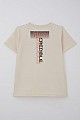 Erkek Çocuk Tişört Yazı Baskılı Sırt Kısmı Baskı Detaylı Krem (10-16 Yaş)