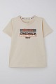 Erkek Çocuk Tişört Yazı Baskılı Sırt Kısmı Baskı Detaylı Krem (10-16 Yaş)