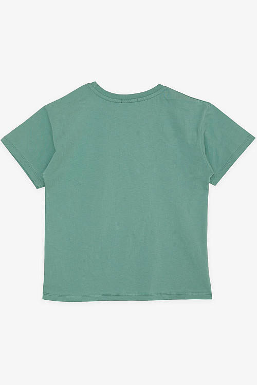 Erkek Çocuk Tişört Yazı Baskılı Mint Yeşili (5-10 Yaş)
