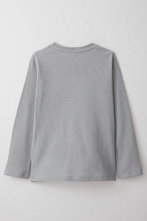 Boy Long Sleeve T-Shirt with Emblem Light Grey (7-11 Years)