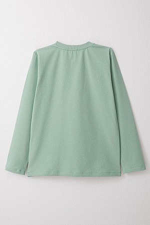 Boy Long Sleeve T-Shirt Basic Mint Green (5-14 Years)