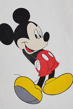 Erkek Çocuk Uzun Kollu Tişört Mickey Mouse Baskılı Ekru (4-8 Yaş)