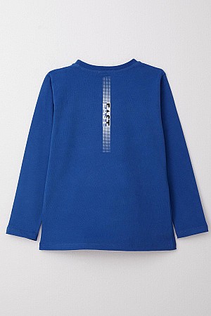 Boy Long Sleeve T-Shirt Text Printed Saxe Blue (6-12 Years Old)