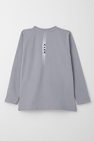 Boy Long Sleeve T-Shirt Text Printed Gray (6-12 Years)