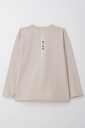 Boy Long Sleeve T-Shirt Text Printed Beige (6-12 Years Old)