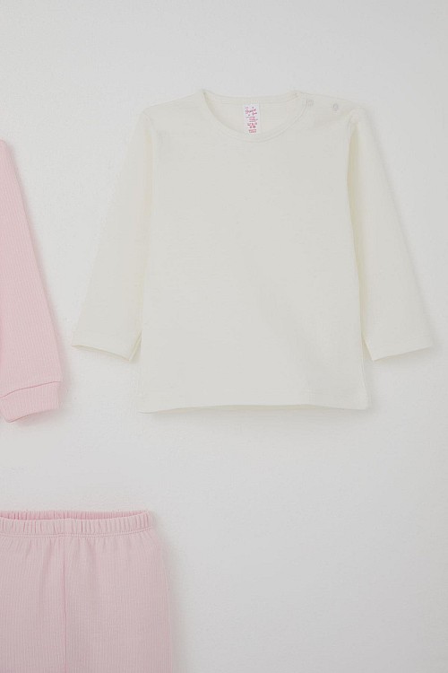 Kız Bebek Bodyli 3 Lü Takımı Sevimli Minik Tavşancık Armalı Çıtçıtlı Pembe (4 Ay-1 Yaş)