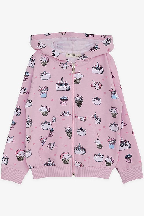 Kız Bebek Hırka Unicorn Baskılı Pembe (9 Ay-3 Yaş)