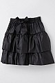 Kız Çocuk Deri Etek Kat Kat Fiyonklu Siyah (5-10 Yaş)